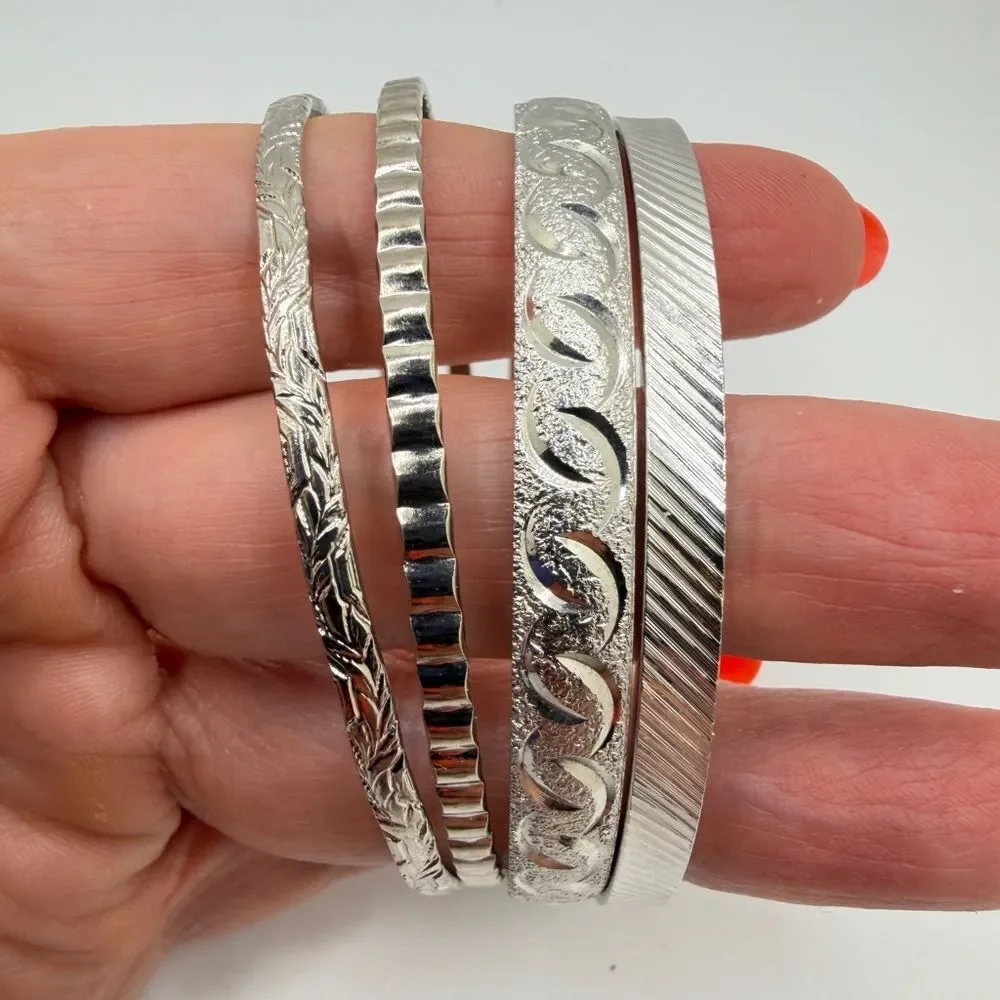 Vintage Monet‎ Silver tone Bangle Bracelet BUNDLE!